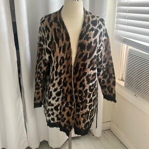 European Mohair Blend Leopard Print Cardigan, super soft, excellent condition